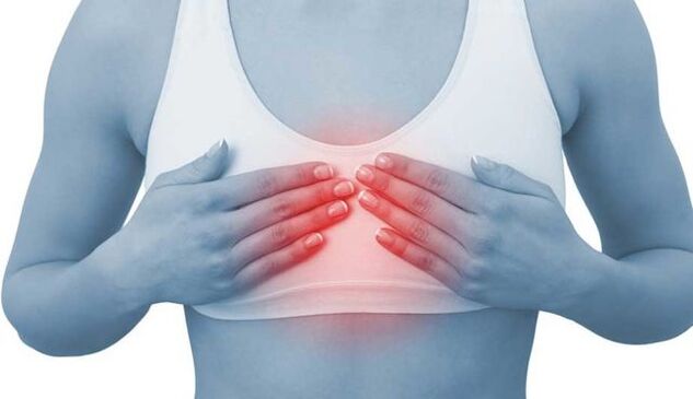 Pain in the sternum in front is a sign of osteochondrosis of the thoracic spine